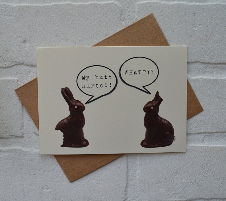 EASTER BUNNY my butt hurts WHAT funny easter card Happy Easter image 1