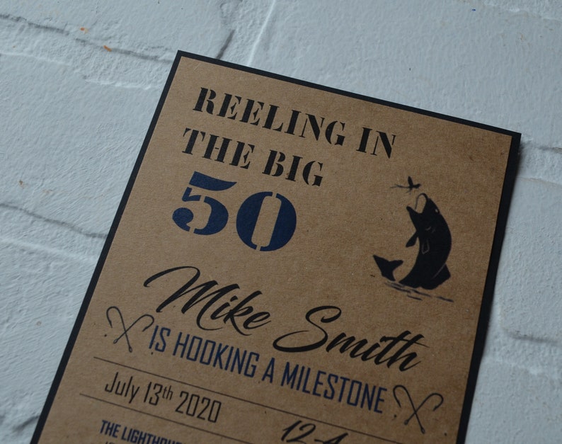 REELING in the BIG 50 fishing birthday invitation birthday image 2