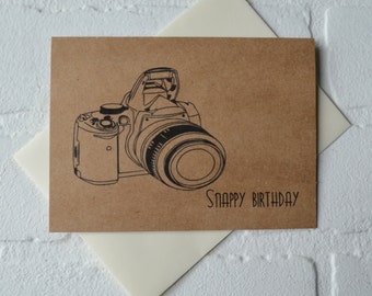 SNAPPY BIRTHDAY CARD | retro camera happy bday cards | photographer | photos | photography pun | 20th 30th 40th 50th 60th 70th gifts | snap