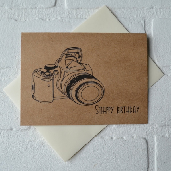 SNAPPY BIRTHDAY CARD | retro camera happy bday cards | photographer | photos | photography pun | 20th 30th 40th 50th 60th 70th gifts | snap