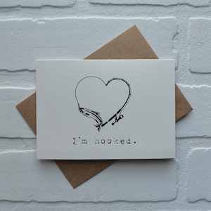 Estoy enganchado / La mejor captura de todos los tiempos / tarjetas de felicitación divertidas / Tarjeta del Día de San Valentín feliz / juego de palabras de pesca / regalo de aniversario / regalos de amor de pescadores