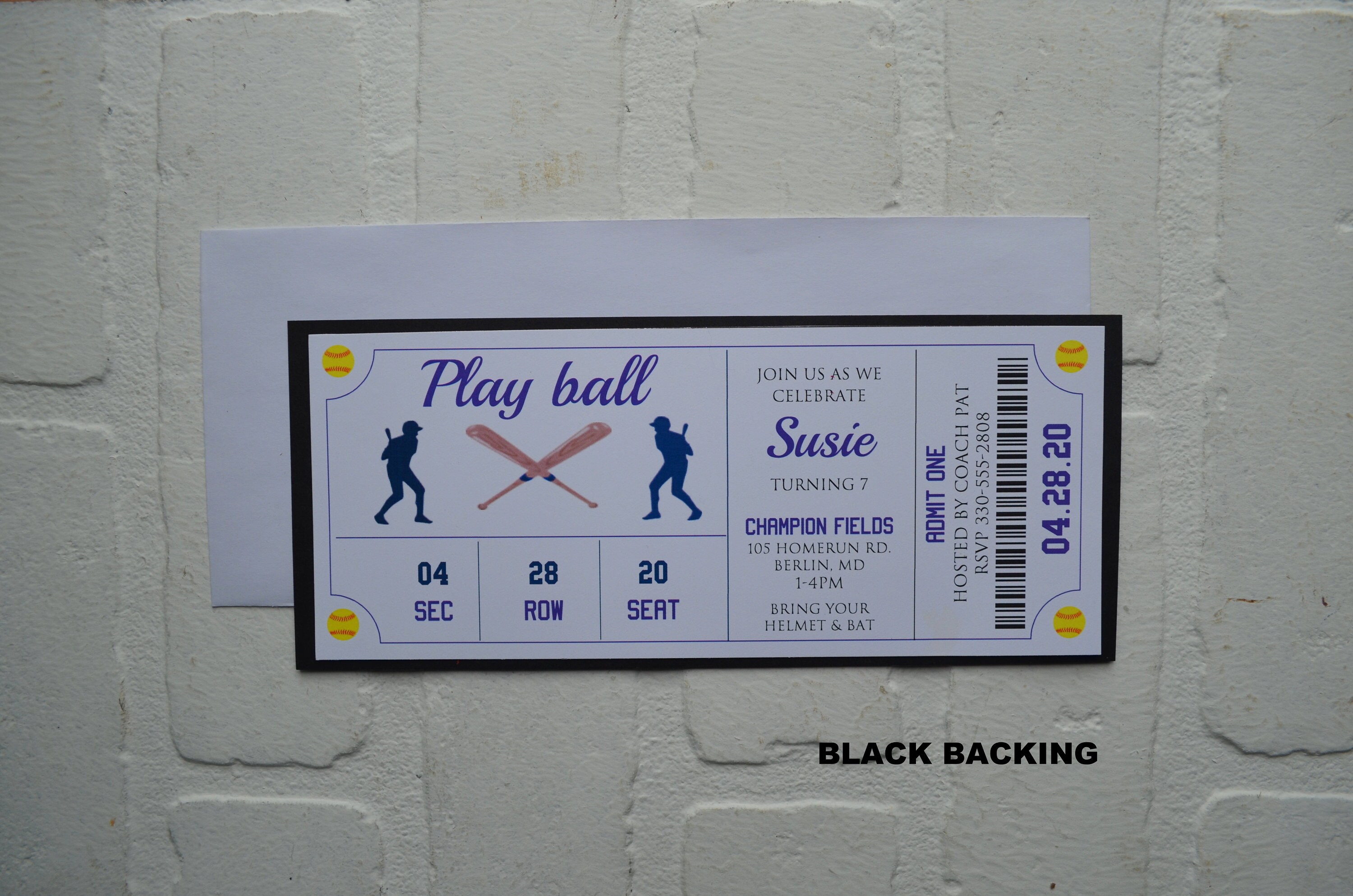 SOFTBALL Ticket Invite Softball Theme Birthday Party Girl | Etsy