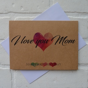 Je t'aime maman coeurs aquarelles carte fête des mères carte heureuse fête des mères carte maman carte belle-mère carte belle-mère carte belle-mère meilleure amie maman