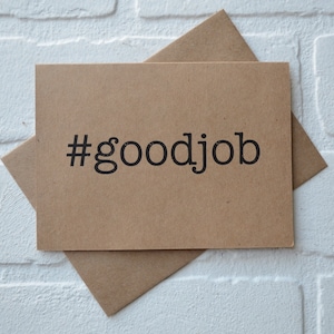 BUON LAVORO / biglietto #goodjob / hashtag / biglietti d'auguri di congratulazioni / riconoscimento / amicizia / vincitore / cancelleria / regali promozionali /