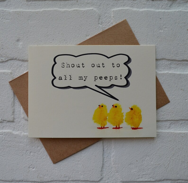 SHOUT OUT to all my PEEPS chicken card Happy Easter card funny image 1