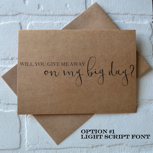 will you GIVE ME AWAY on my big day | walk me down the aisle card | father of the bride | step-father | dad step-dad | day of wedding cards