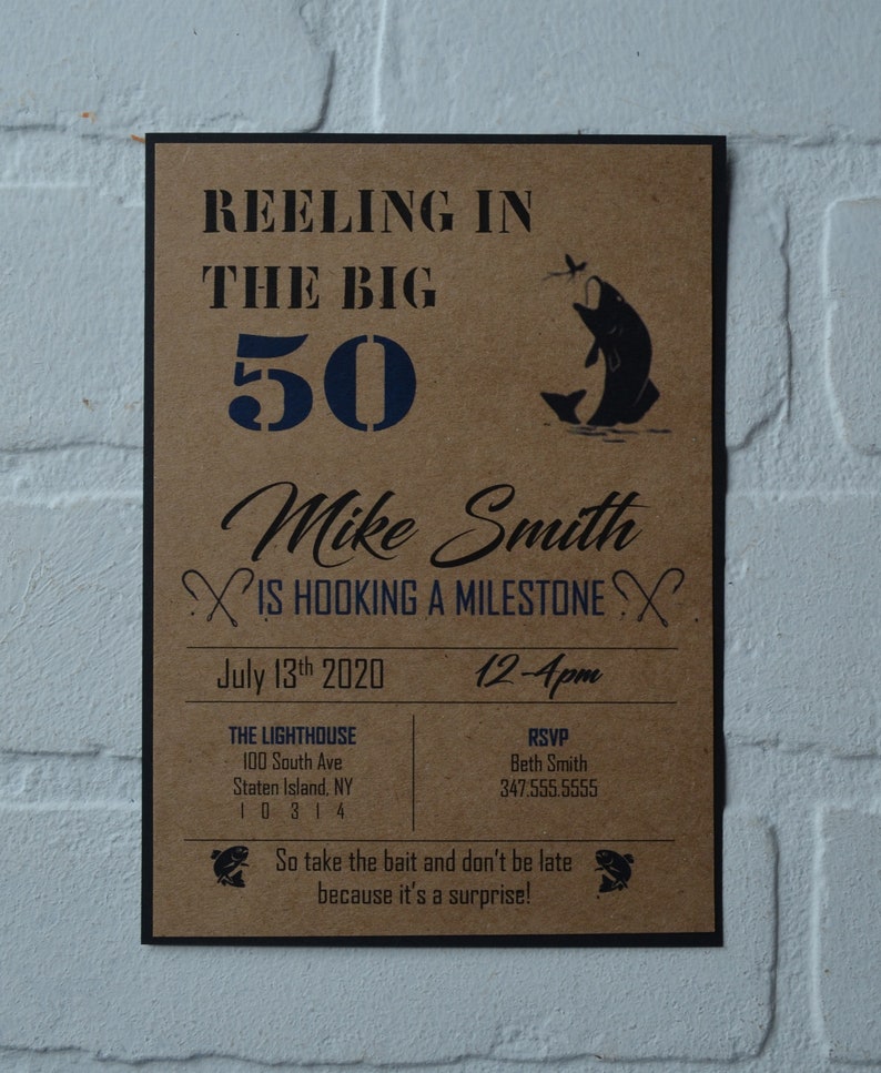 REELING in the BIG 50 fishing birthday invitation birthday image 1