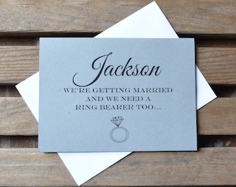 Will you be our ring bearer card PERSONALIZED NAME RING Bearer proposal card bridesmaid card bridal card cute custom name ring bearer card