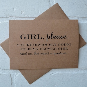 FILLE S'IL VOUS PLAÎT cartes de proposition de demoiselle d'honneur | serez-vous ma demoiselle d'honneur junior | faire-part de noce drôle de mariage | papier kraft | cadeau