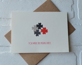 You were THE MISSING PIECE Funny Valentines Day card be my valentine card anniversary funny love card puzzle valentine card valentine puzzle