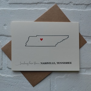Carte des villes LOVE du TENNESSEE | cartes d'amitié | État TN | amour | juste parce que | chérie | État d'origine | cadeaux de déménagement | maison neuve