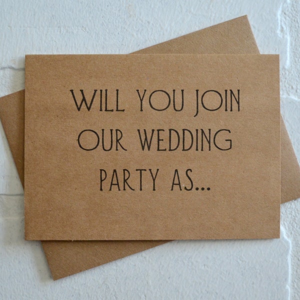 Will you join our WEDDING PARTY as an usher will you be my usher card bridal proposal wedding cards bridal party kraft card be my bridesmaid