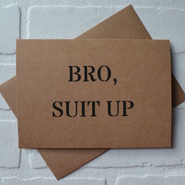 BRO SUIT UP | funny groomsmen proposal cards | will you be my groomsman best man card | wedding bridal party gifts | usher | ring bearer