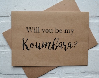 Word jij mijn KOUMBARA-wenskaart | Griekse bruiloftstraditie | religieuze gidskaarten | Koumbaro-cadeaus | bruidsuitnodigingen | Cadeaus Griekenland