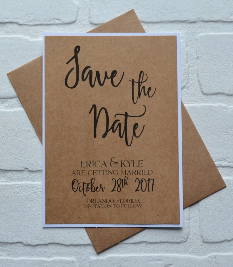 Save the Date Cards Kraft Save the Dates Kraft Black Etsy