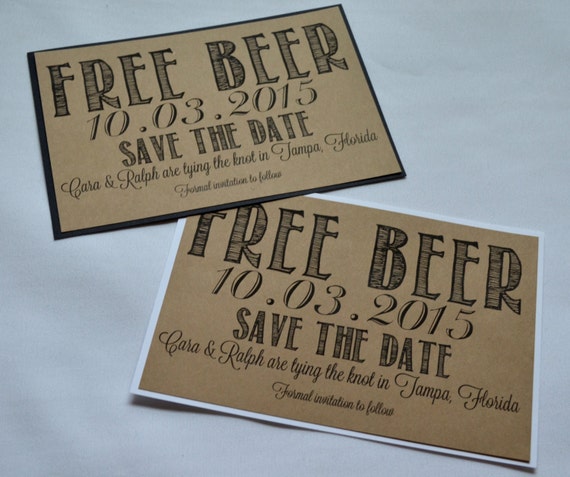 free beer save the date cards funny kraft rustic save the date etsy