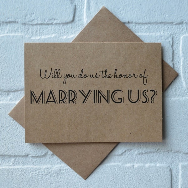 WILL you do us the honor of MARRYING us priest deacon card marry us card will you be our officiant kraft card wedding card officiant cards