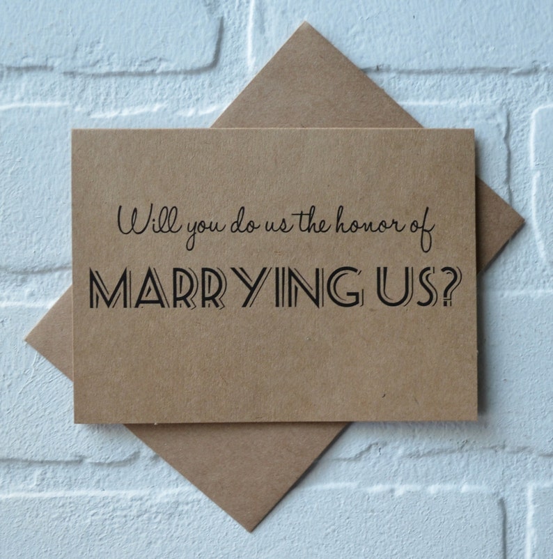 WILL you do us the honor of MARRYING us priest deacon card marry us card will you be our officiant kraft card wedding card officiant cards image 1