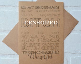 WING GIRL bridesmaid proposal card | bi#ch for day | will you be my matron maid of honor | wedding bridal party | personal attendant gifts