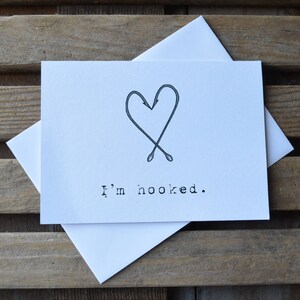 IM HAOOKED grappige Happy Valentine Day wenskaarten | vishaak hartkaart | jubileumcadeau | visserij woordspeling | visser cadeau | liefde haken afbeelding 4
