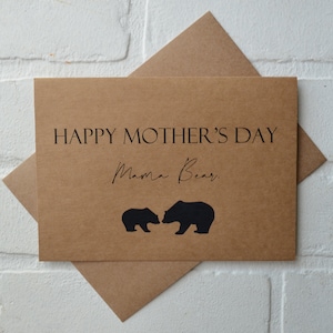 Carte de voeux MAMA BEAR pour la fête des mères | cadeau maman | fête des mamans | chasseur | cadeaux de plein air | à ma mère | papier kraft recyclé