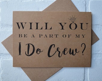 I DO CREW will you be my personal attendant card bridal cards  cards kraft wedding be my bridesmaid funny bridal crew cards wedding