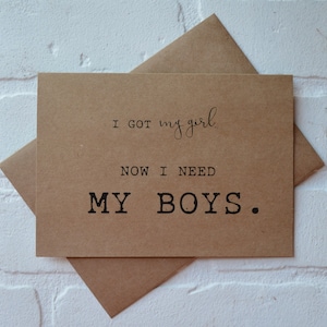 tengo mi NIÑA ahora necesito MIS NIÑOS tarjeta de padrino ¿Serás mi padrino tarjeta divertida tarjeta de fiesta nupcial propuesta de padrino tarjetas de boda divertidas