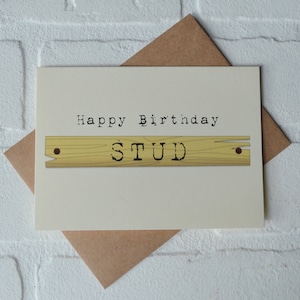 JOYEUX ANNIVERSAIRE GOUJON cartes de vœux | jeu de mots | bâtiment | bois de clou de marteau | anniversaire de son mari | ouvrier du bâtiment