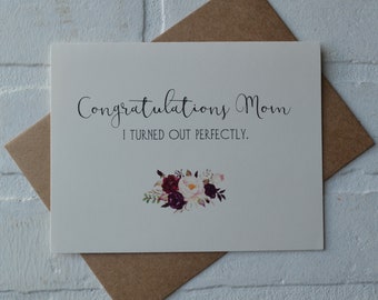 GRATULACJE MAMO! Wyszło idealnie zabawnie. Kartki z życzeniami z okazji Dnia Matki | kartka na Dzień Matki | dziękuję mamo | prezenty kwiatowe z recyklingu