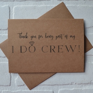 Merci d'avoir fait partie de ma carte I do Crew Bride | cadeaux de noce | demoiselle d'honneur | femme de chambre, matrone d'honneur, assistante personnelle