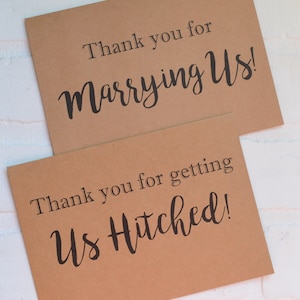 Gracias por casarte con nosotros recibiendo tarjetas de felicitación casadas / tarjeta de diácono sacerdote / nuestro oficiante / oficiante de boda / regalos de ministro