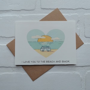 TE AMO a la PLAYA y tarjeta de felicitación de regreso / tarjeta de amor / novio / novia / surf / tarjeta de viaje de aventura / tarjeta de amor oceánico