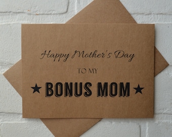 Feliz Día de la Madre a mis tarjetas de felicitación BONUS MOM / tarjeta del día de las madrastras / a mi madrastra / regalos de madrastra / puede regalar kraft reciclado