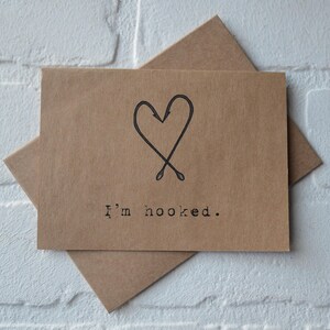 IM HAOOKED grappige Happy Valentine Day wenskaarten | vishaak hartkaart | jubileumcadeau | visserij woordspeling | visser cadeau | liefde haken afbeelding 3