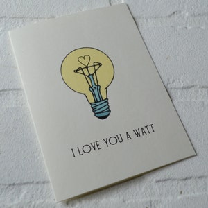 I LOVE YOU a WATT Funny Pun Card | Wedding Anniversary Love Cards ...