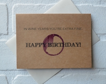 In WINE years you're extra fine happy birthday card | wino lover bday cards | friendship | winery gift | cheese years tasty | cheesy