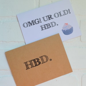 Carte de joyeux anniversaire HBD | cartes d'anniversaire simples pour un ami | 20e 30e 40e 50e 60e 70e cadeaux | meilleurs amis | petit ami | petite amie | cadeau