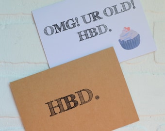 HBD happy birthday card | simple friend bday cards | 20th 30th 40th 50th 60th 70th gifts | best friends | boyfriend | girlfriend | gift