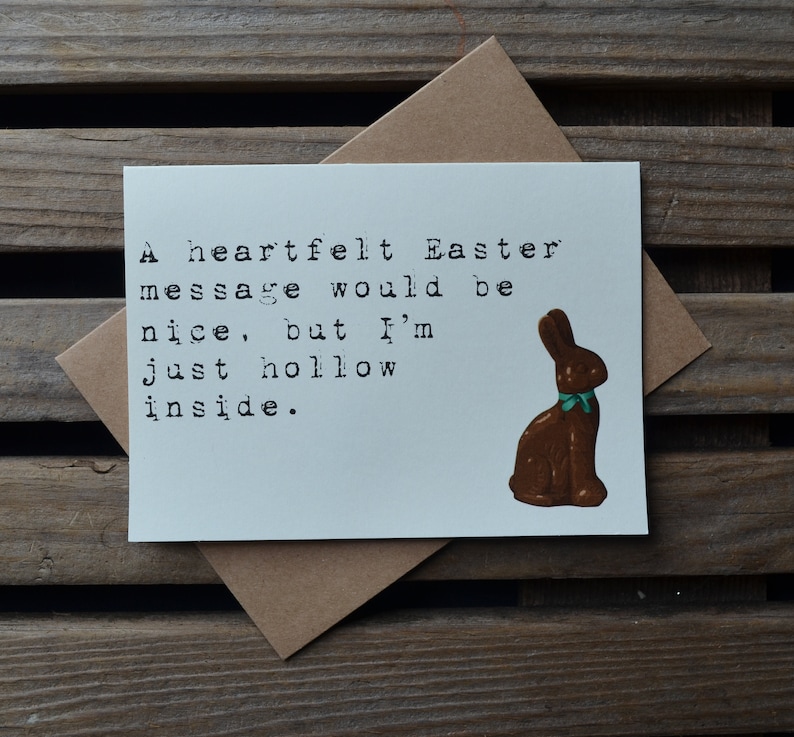 HOLLOW INSIDE chocolate bunny easter card Happy Easter card image 0