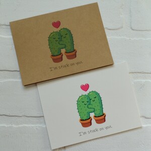 Estoy ATRAPADO en TI Tarjetas de felicitación de feliz día de San Valentín / tarjeta de juego de palabras con cactus / novio novia / amor por las plantas / aniversario, estás en el punto