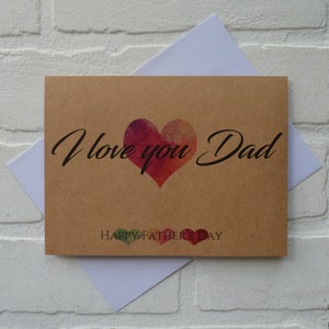 Je t'aime papa, coeurs aquarelles, carte de fête des pères, carte de fête des pères heureuse, carte de papa, carte de beau-père, carte de beau-père, beau-père, meilleur ami, papa