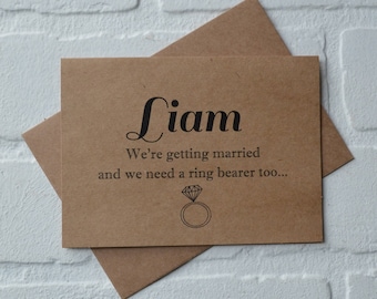 Will you be our ring bearer card PERSONALIZED NAME proposal cards | wedding bridal party invite | cute custom | junior groomsmen card