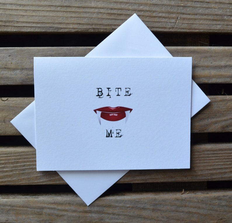 BITE ME Halloween love card funny card halloween card image 1