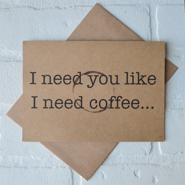 I NEED you like I need COFFEE bridesmaid proposal card | funny coffee cards | will you be my matron maid of honor | wedding bridal party