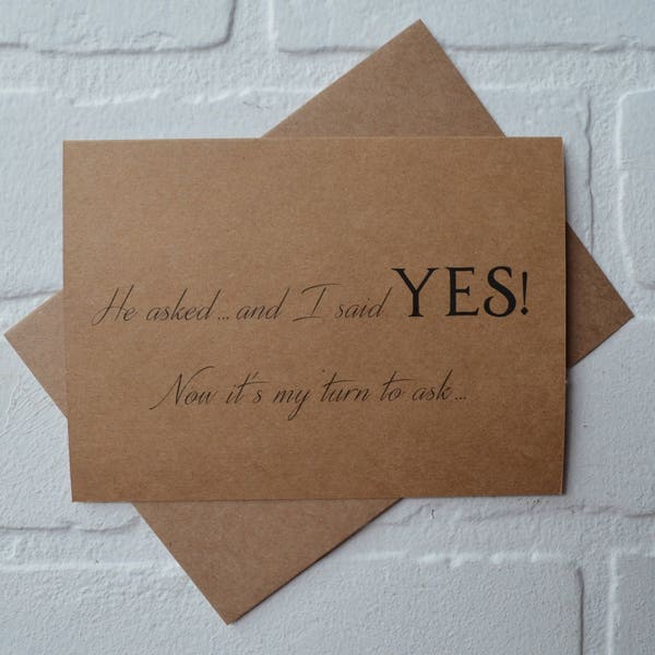 He asked and I said YES bridesmaid proposal cards | will you be my matron maid man of honor card | wedding bridal party | bridesman gifts