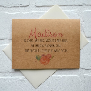 Les ROSES sont rouges, les violettes sont bleues | serez-vous ma bouquetière cartes de visite PERSONNALISÉES | carte de mariage | nom personnalisé | cadeaux de noce