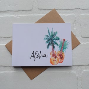 Tarjeta ALOHA HELLO / tarjetas simplemente porque sí / piña / te amo / novio novia / palmera / tarjeta de felicitación hawaiana / simplemente porque sí