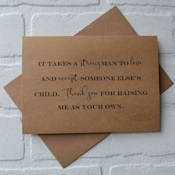 It takes a strong man to accept step father will you WALK me down the aisle proposal card | step mother | strong woman | wedding day card