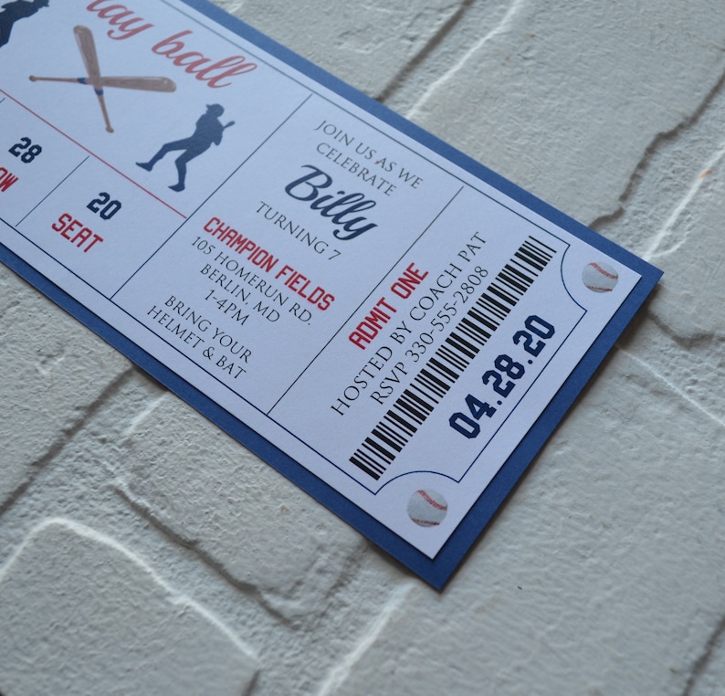 BASEBALL Ticket invite  baseball theme  Birthday Party boy image 3