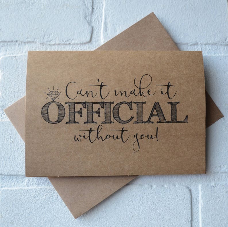 We cant MAKE IT OFFICIAL without you will you be my junior bridesmaid card bridal bridesmaid proposal card kraft wedding make it official